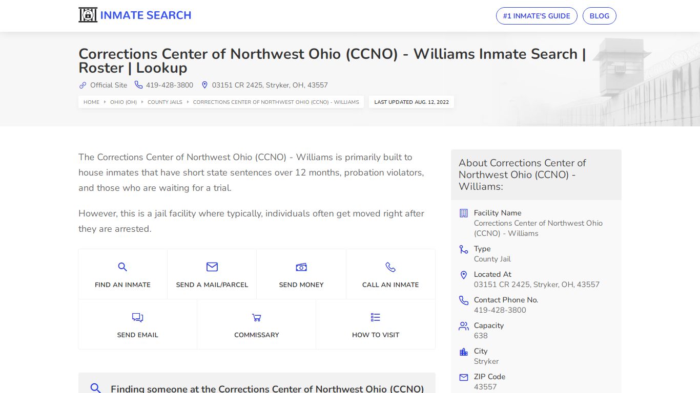 Corrections Center of Northwest Ohio (CCNO) - Inmate Search
